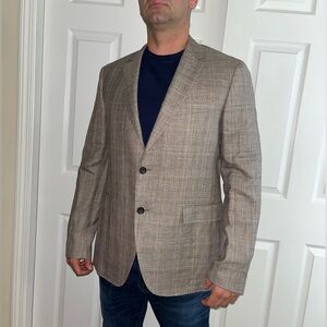 SALVATORE FERRAGAMO Blazer Sz 54  Men’s Jacket Linen Beige Tan Large